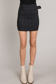 Black Check Millennium Belted Skirt