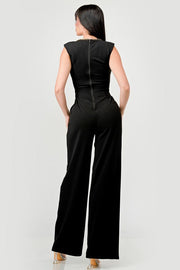 Crepe Gold Chain Trim Detail Jumpsuit