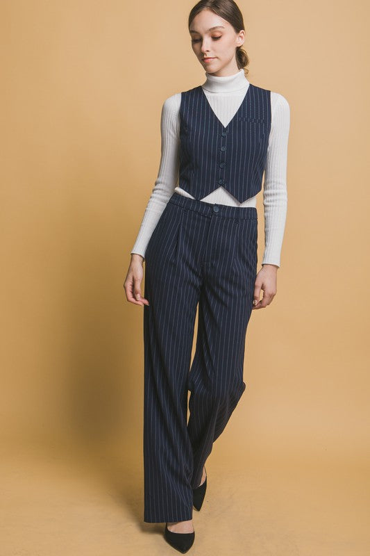 Pleated Navy Pants