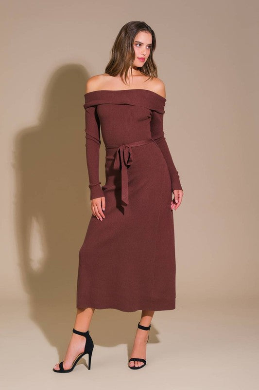 Ribbed Sweater Knit Midi Dress