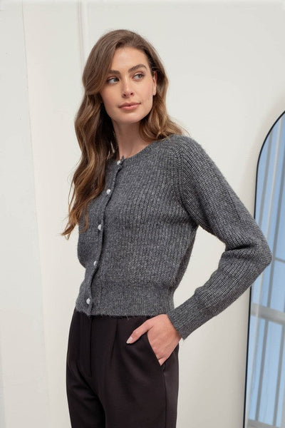 Pearl Button Heathered Cardigan