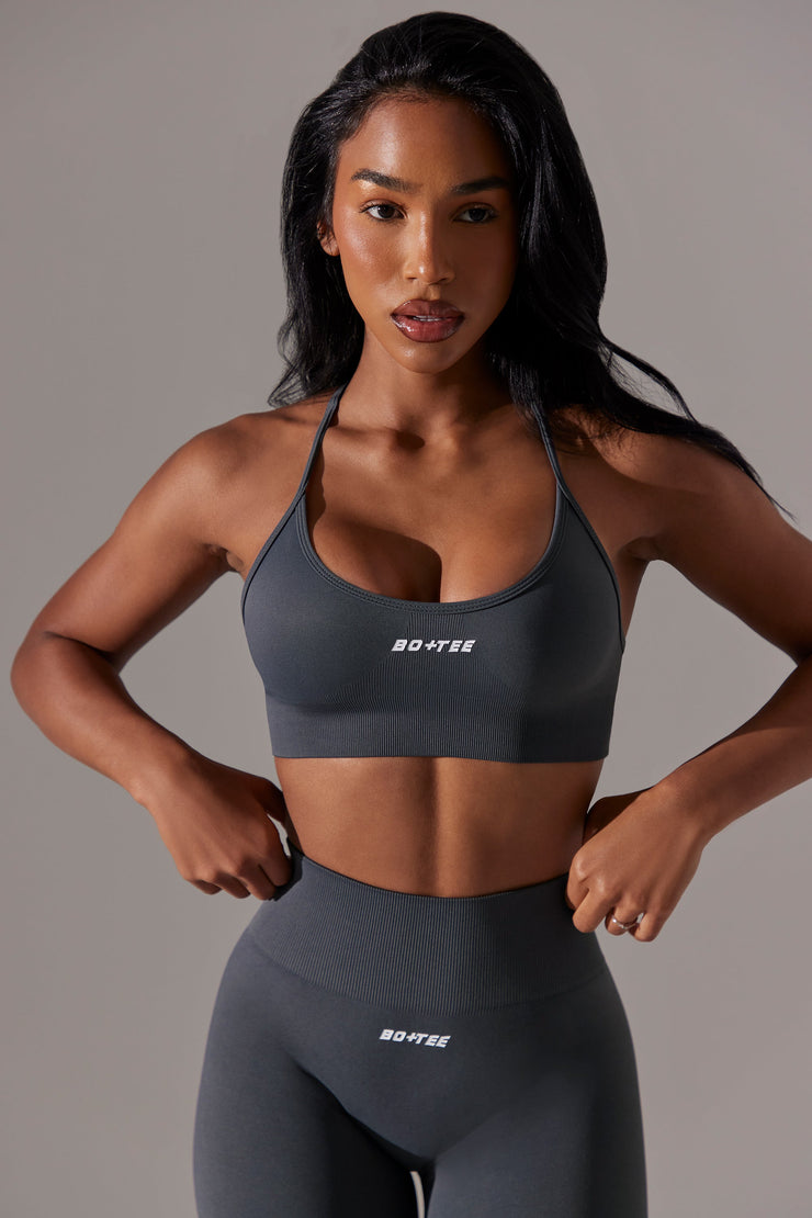 Constant - Scoop Neck Multi Strap Sports Bra in Grey