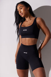 Ardour - Open Back Square Neck Sports Bra in Black