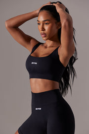 Ardour - Open Back Square Neck Sports Bra in Black