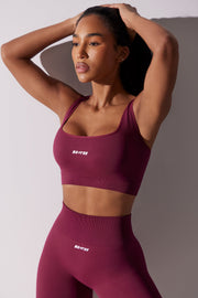 Ardour - Open Back Square Neck Sports Bra in Plum