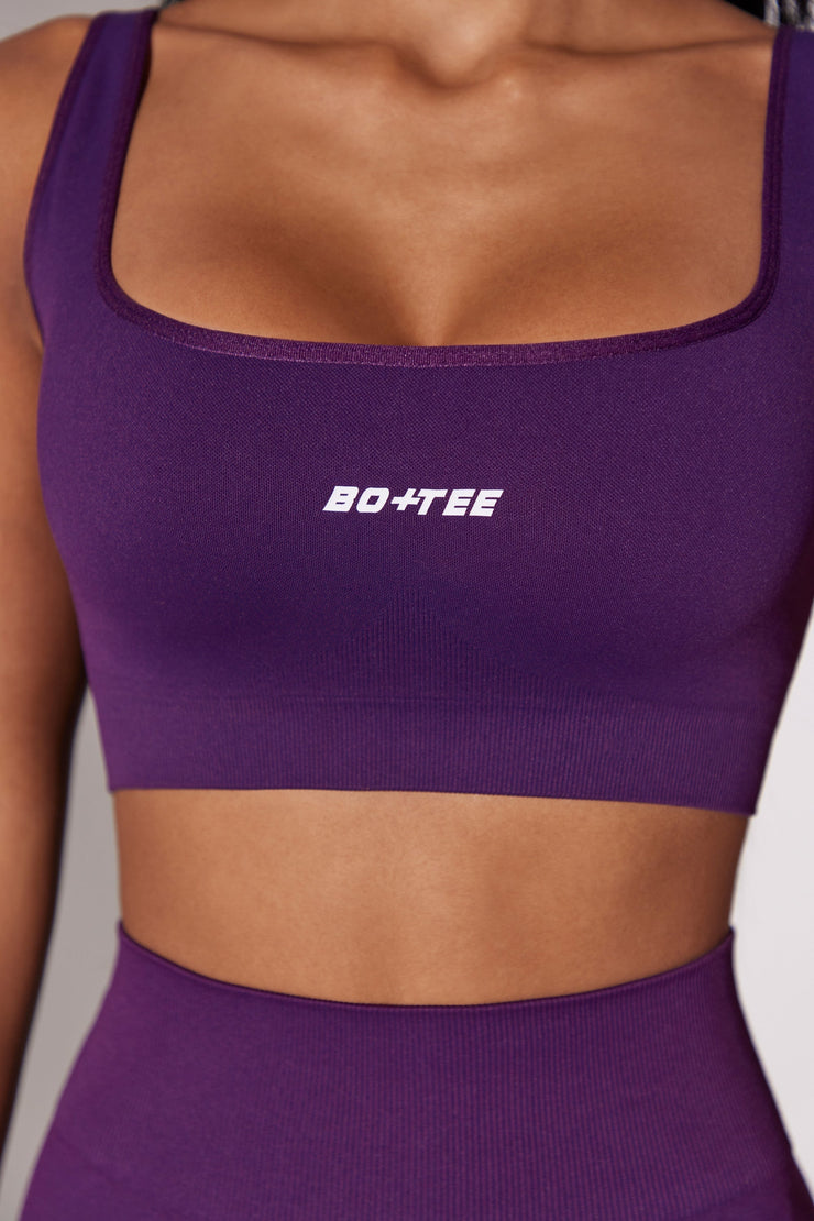 Ardour - Open Back Square Neck Sports Bra in Purple