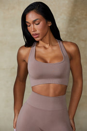 Mindset - Cut Out Define Luxe Sports Bra in Mocha