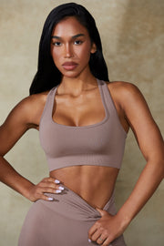 Mindset - Cut Out Define Luxe Sports Bra in Mocha