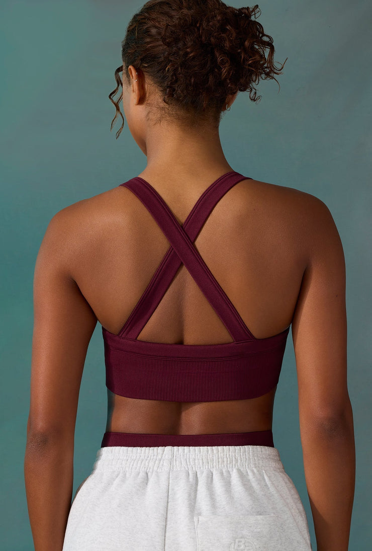 Purpose - Super Sculpt Seamless Cross Back Sports Bra in Plum