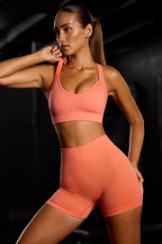 Purpose - Super Sculpt Seamless Cross Back Sports Bra in Coral Orange