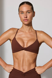 Evolve - Multiway Twist Front Sports Bra in Chocolate