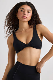 Pure - Soft Active V-Neck Sports Bra in Black