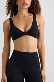 Pure - Soft Active V-Neck Sports Bra in Black