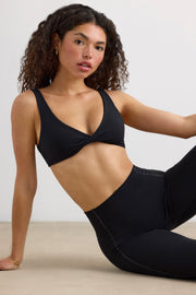 Pure - Soft Active V-Neck Sports Bra in Black