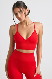 Exclusive - V-Neck Define Luxe Sports Bra in Red