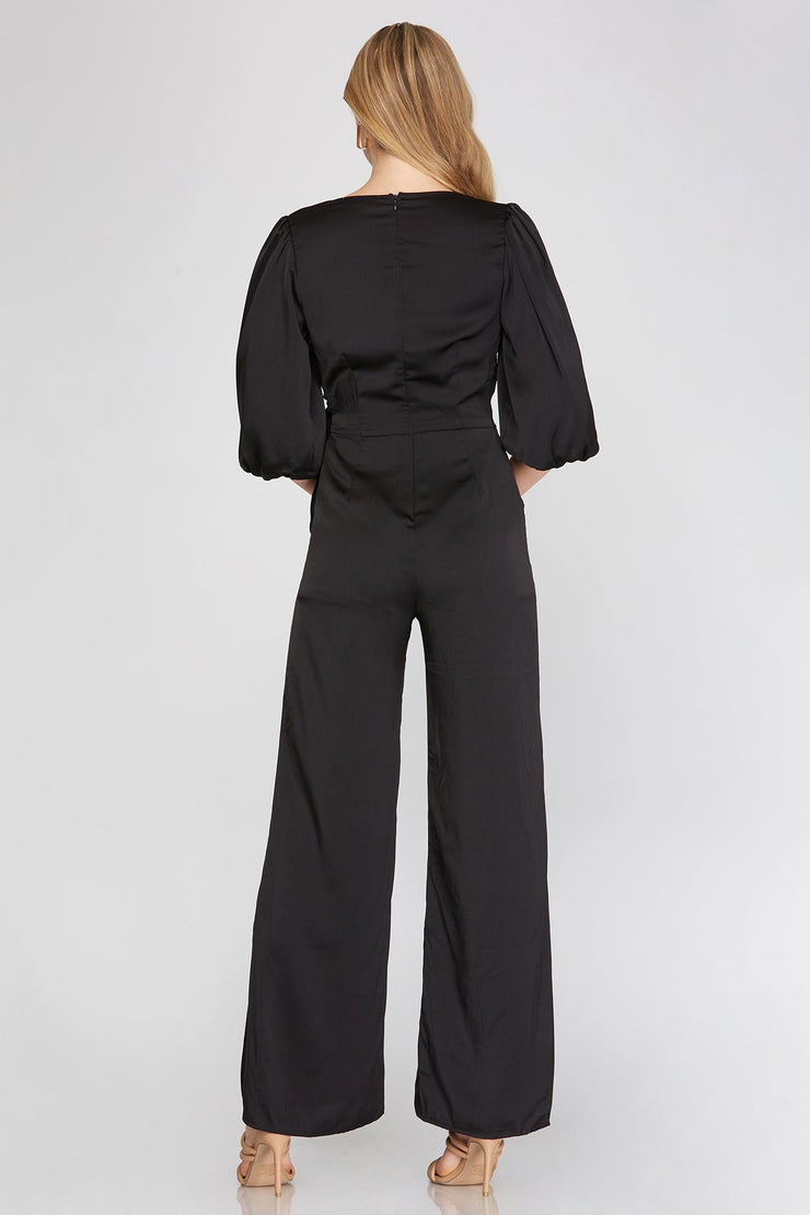 Stunning Satin Surplice Jumpsuit