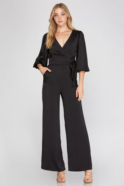 Stunning Satin Surplice Jumpsuit