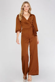 Stunning Satin Surplice Jumpsuit