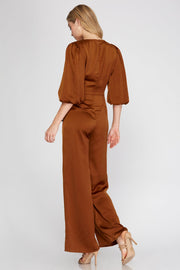 Stunning Satin Surplice Jumpsuit