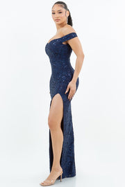 Sequin Midnight Blue Maxi Dress